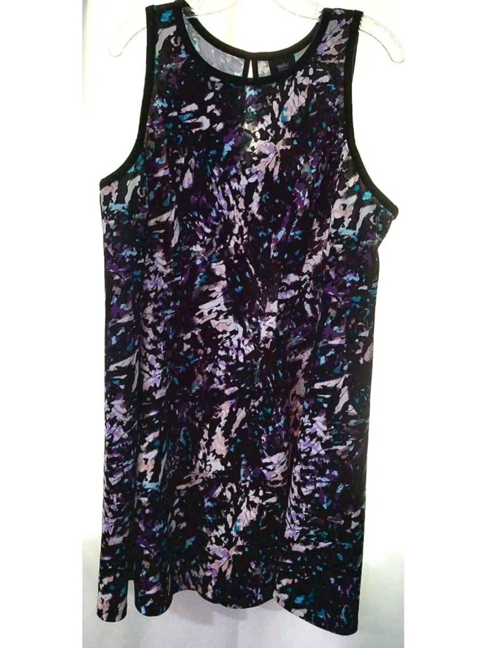 Massimo Sleeveless Dress Size 2XL Geometric Print Black Purple